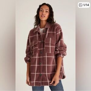 Z Supply Mauve Plaid Teddy Jacket
